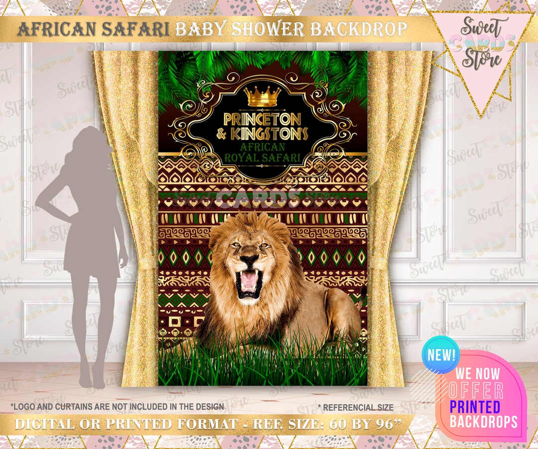 African Safari Baby Shower Backdrop Green Gold Baby Shower Etsy
