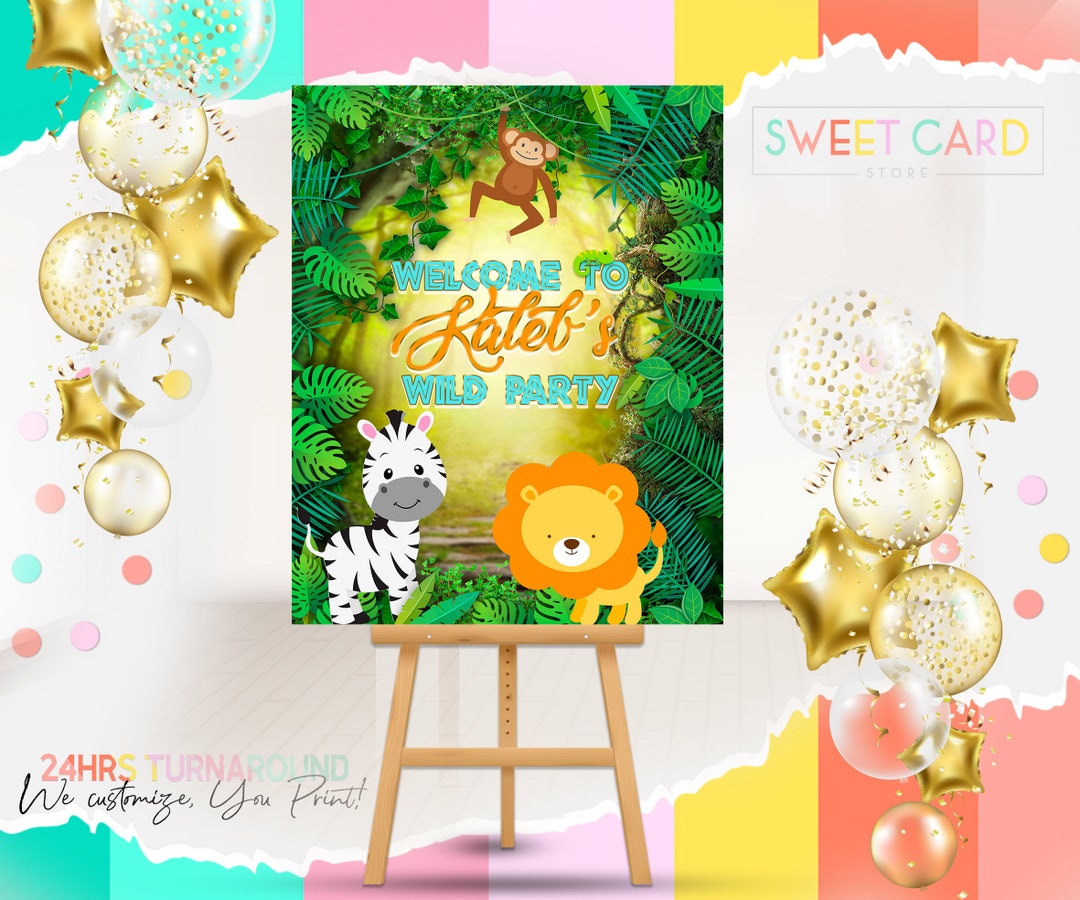 SAFARI WELCOME SIGN Jungle Safari Birthday Printable Welcome - Etsy