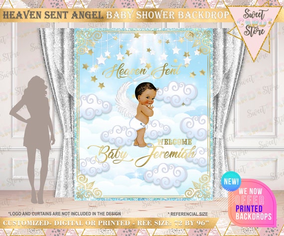 heaven sent baby shower backdrop