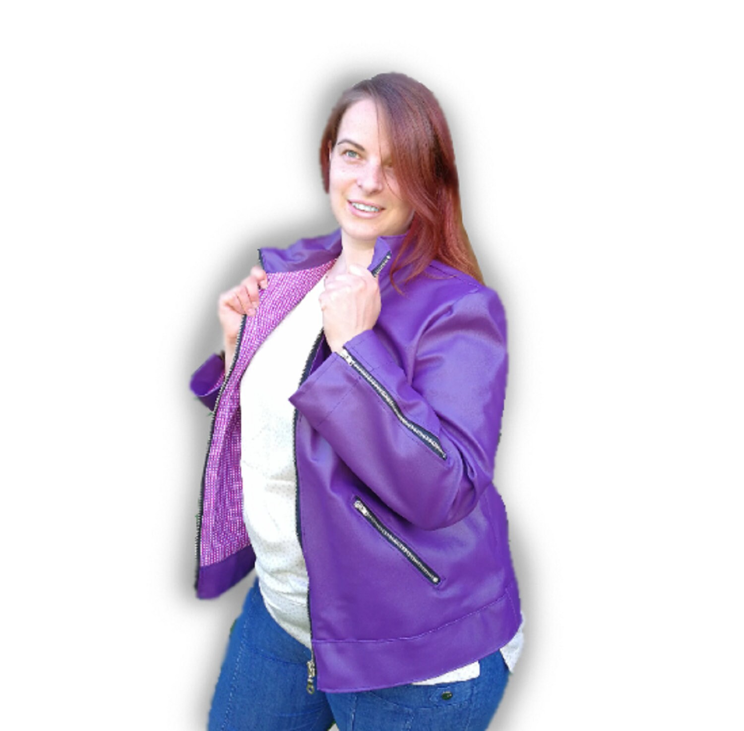purple pleather jacket