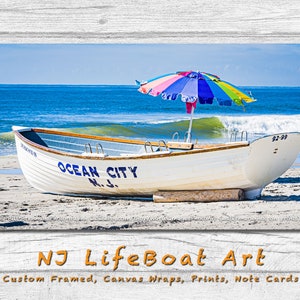 Ocean City NJ Lifeboat Framed Canvas Art Print Photography Decor Boat Beach House Lifeguard Rescue Jersey Shore Bill Brennan Photography