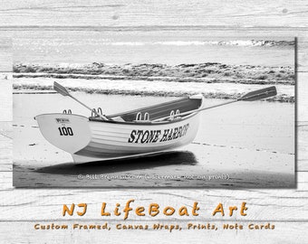 Stone Harbor NJ Lifeboat Framed Canvas Art Print Decor Boat Beach House Lifeguard Rescue Jersey Shore Note Card Bill Brennan Photography