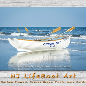 Ocean City NJ Lifeboat Framed Canvas Art Print  Decor Boat Beach House Lifeguard Rescue Jersey Shore Note Card Bill Brennan Photography