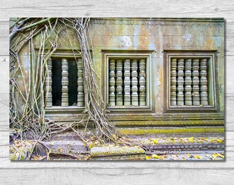 Angkor Wat Cambodia Beng Mealea Temple Windows Photograph: Khmer Wall Art