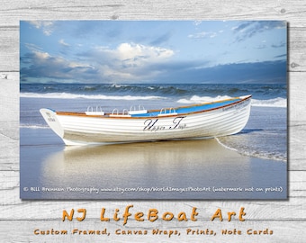 Upper Twp NJ Lifeboat Framed Canvas Art Print Decor Boat Beach House UTBP Lifeguard Rescue Jersey Shore Note Card Bill Brennan Photography