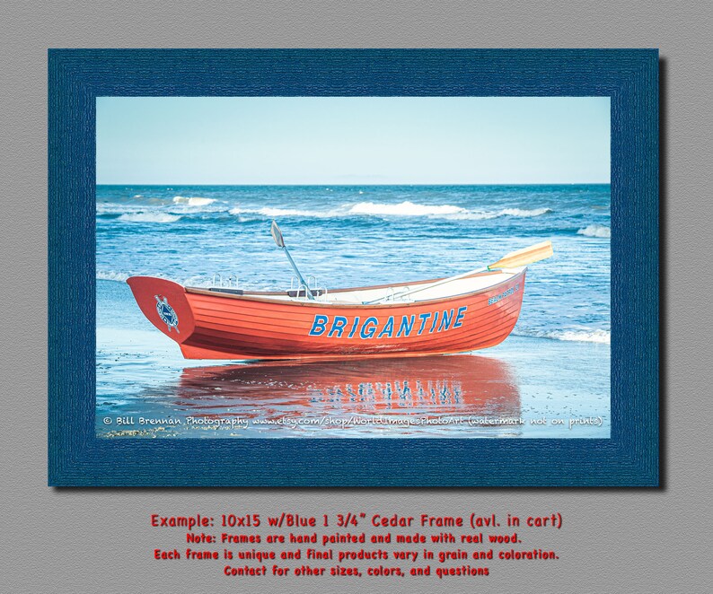 Brigantine NJ Lifeboat Framed Canvas Art Print Photography Design Decor Boat Beach House Lifeguard Rescue Safety Swim Jersey Shore Note Card image 5