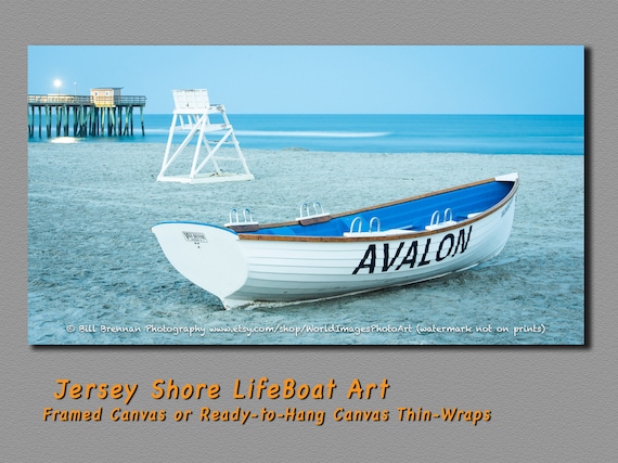 Avalon Nj Lifeguard Boat Framed Canvas Art Print Photo Etsy