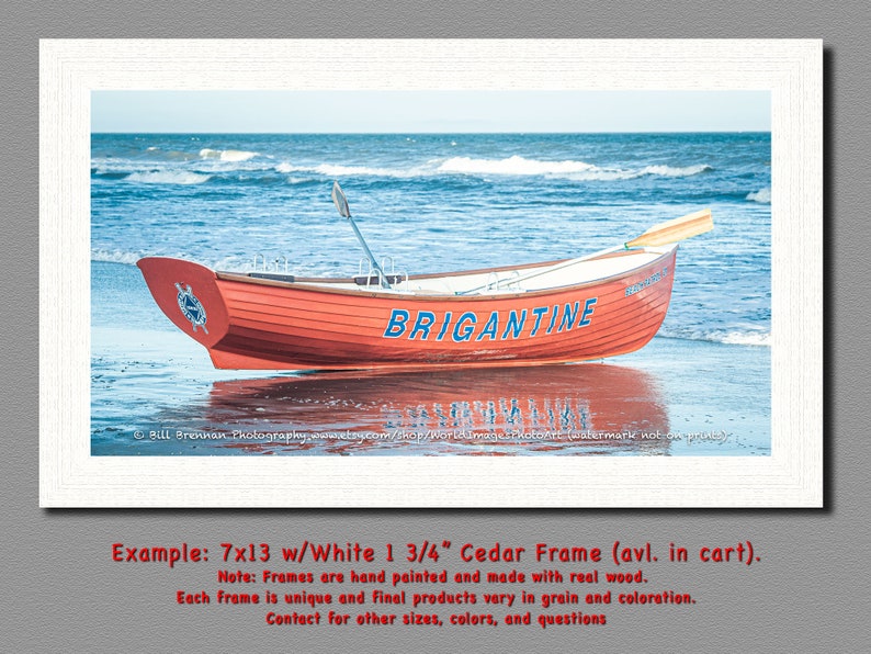 Brigantine NJ Lifeboat Framed Canvas Art Print Photography Design Decor Boat Beach House Lifeguard Rescue Safety Swim Jersey Shore Note Card image 4