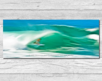 Hawaii Surf Wave Panorama Photograph: Turquoise Ocean Wall Art