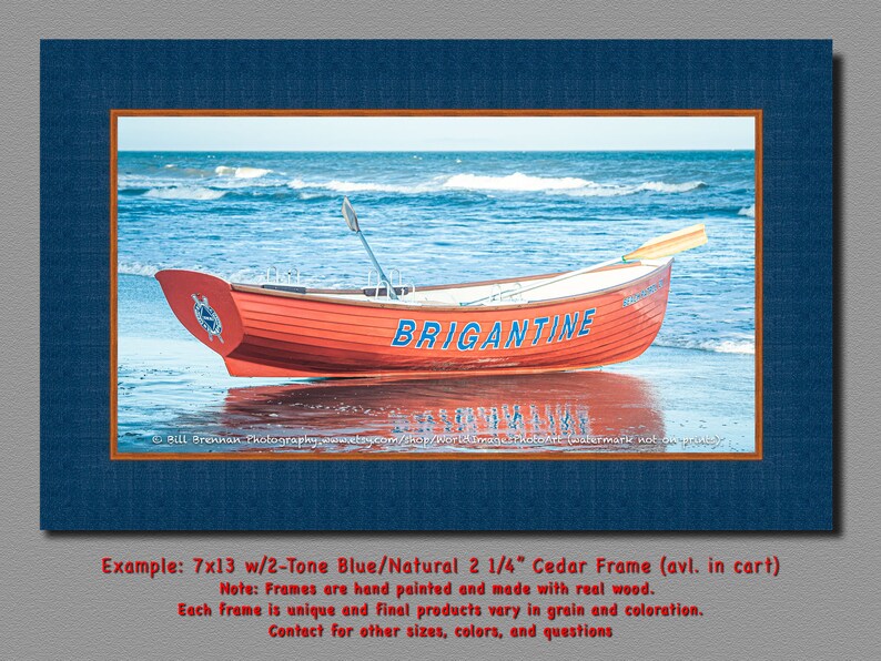 Brigantine NJ Lifeboat Framed Canvas Art Print Photography Design Decor Boat Beach House Lifeguard Rescue Safety Swim Jersey Shore Note Card image 3