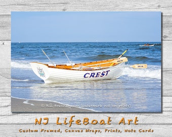 Wildwood Crest NJ Lifeboat Framed Canvas Art Print Photography Decor Boat Beach House Lifeguard Rescue Safety Swim Jersey Shore Note Card
