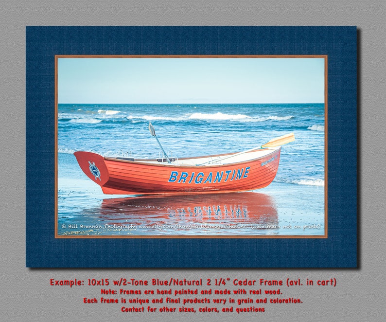 Brigantine NJ Lifeboat Framed Canvas Art Print Photography Design Decor Boat Beach House Lifeguard Rescue Safety Swim Jersey Shore Note Card image 3