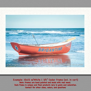 Brigantine NJ Lifeboat Framed Canvas Art Print Photography Design Decor Boat Beach House Lifeguard Rescue Safety Swim Jersey Shore Note Card image 4