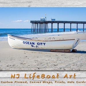 Ocean City NJ Lifeboat Framed Canvas Art Print Photography Decor Boat Beach House Lifeguard Rescue Jersey Shore Bill Brennan Photography