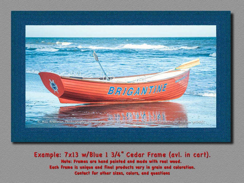 Brigantine NJ Lifeboat Framed Canvas Art Print Photography Design Decor Boat Beach House Lifeguard Rescue Safety Swim Jersey Shore Note Card image 5