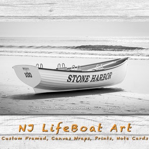 Stone Harbor NJ Lifeboat Framed Canvas Art Print Decor Boat Beach House Lifeguard Rescue Jersey Shore Note Card Bill Brennan Photography