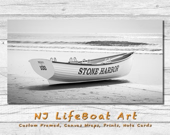 Stone Harbor NJ Lifeboat Framed Canvas Art Print Decor Boat Beach House Lifeguard Rescue Jersey Shore Note Card Bill Brennan Photography