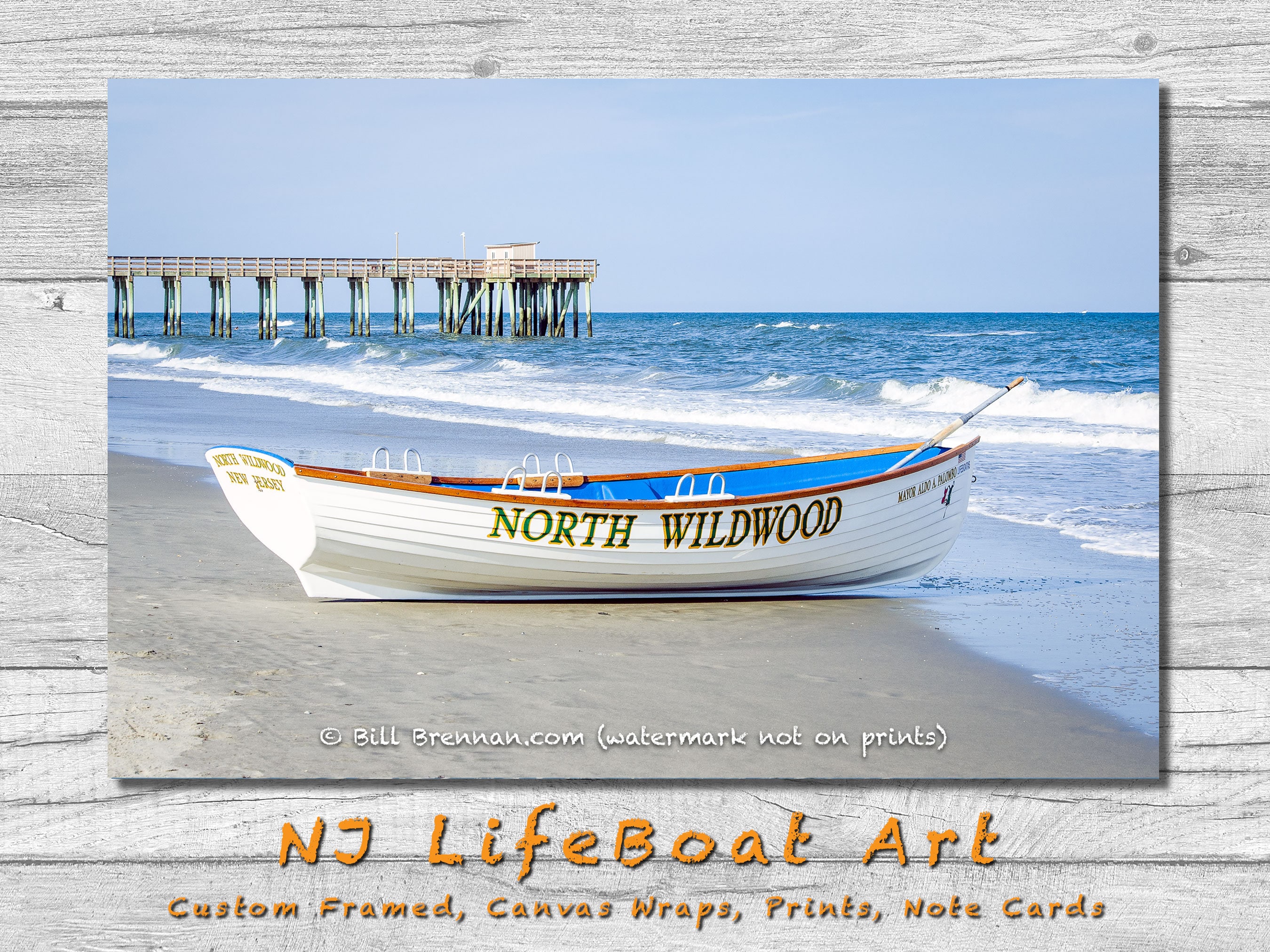 North Wildwood NJ Lifeguard Boat Wall Art, Beach House Decor