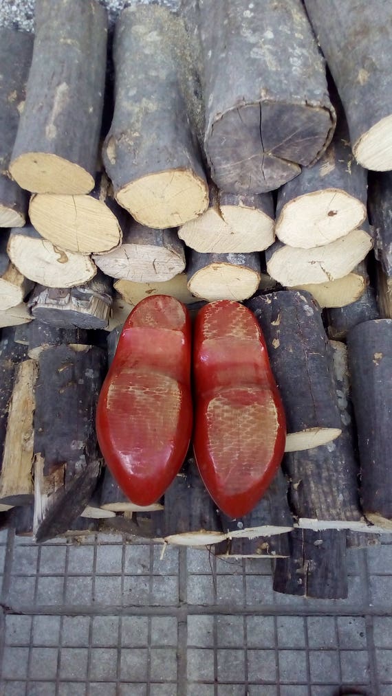 Vintage Wooden Shoes, Colorful Shoes, Pair of Woo… - image 3