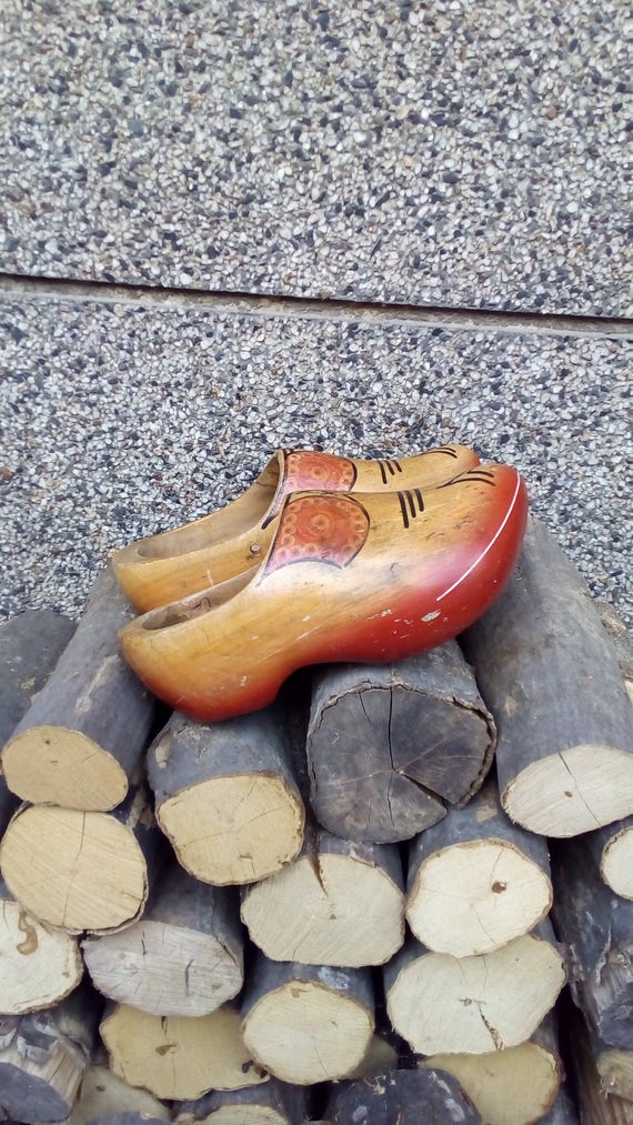 Vintage Wooden Shoes, Colorful Shoes, Pair of Woo… - image 5