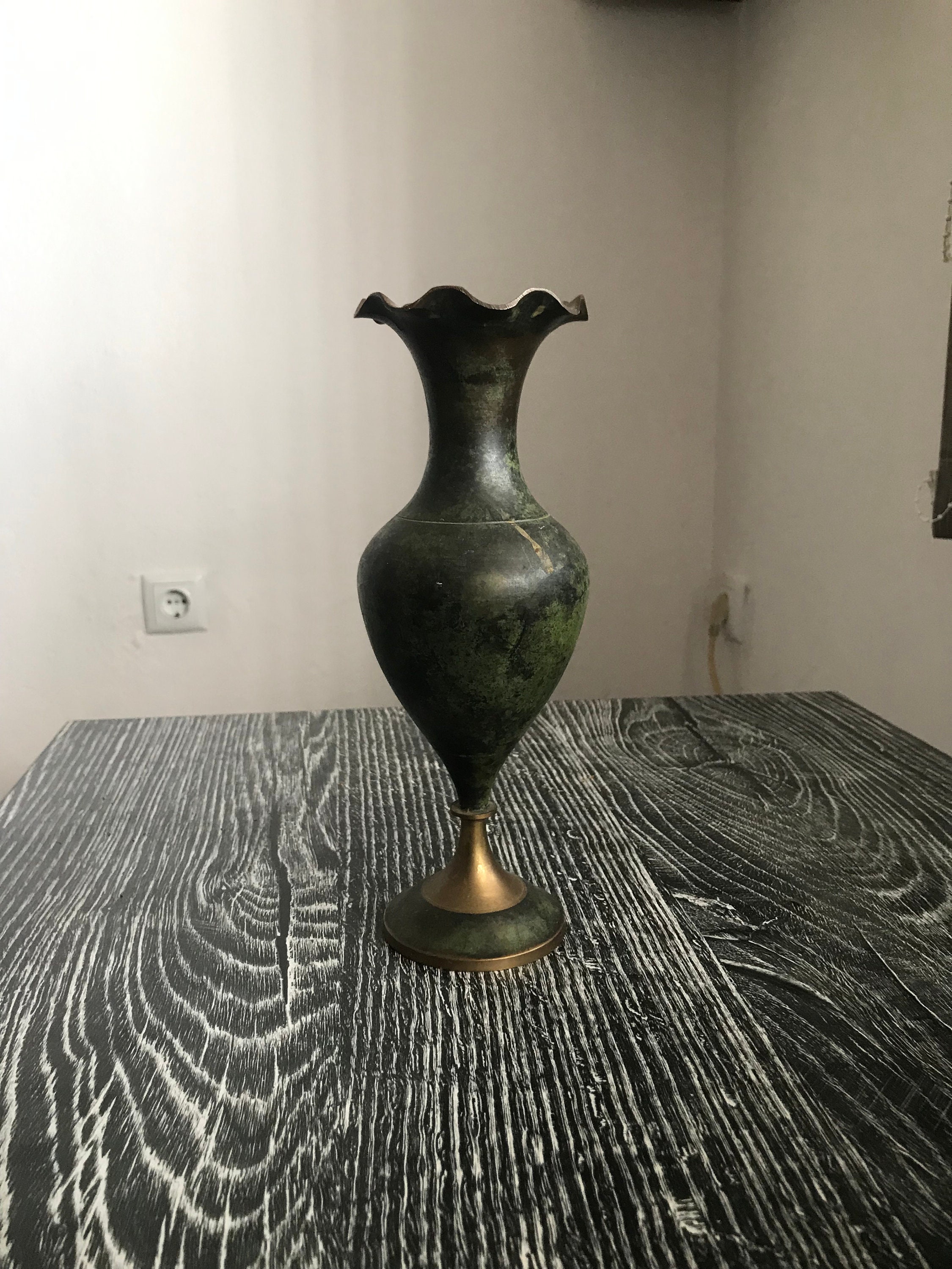 Vintage Mittlere Vase Vintige Bronze Vase Alte Vase Bronze Etsy