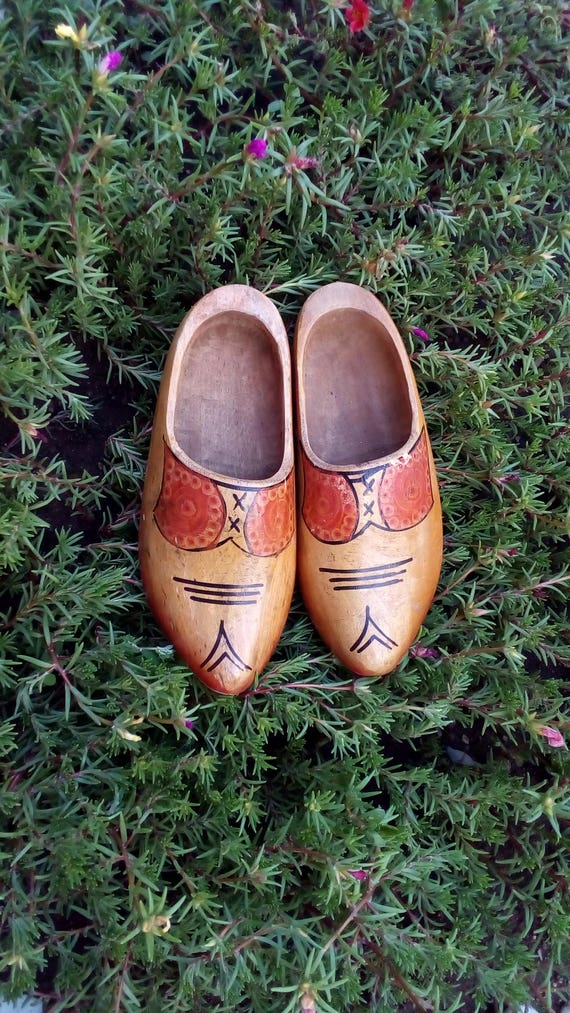 Vintage Wooden Shoes, Colorful Shoes, Pair of Woo… - image 2
