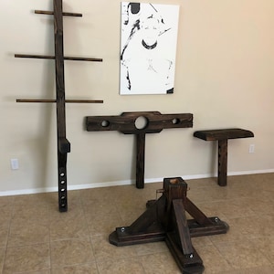 This Modular Stocks Package comes with a Solid Base and 3 inserts: Stocks, Bondage Pole & Spanking Bench.