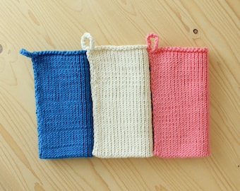 Knitted towel, face towel soft and thick, zero waste knitting handmade