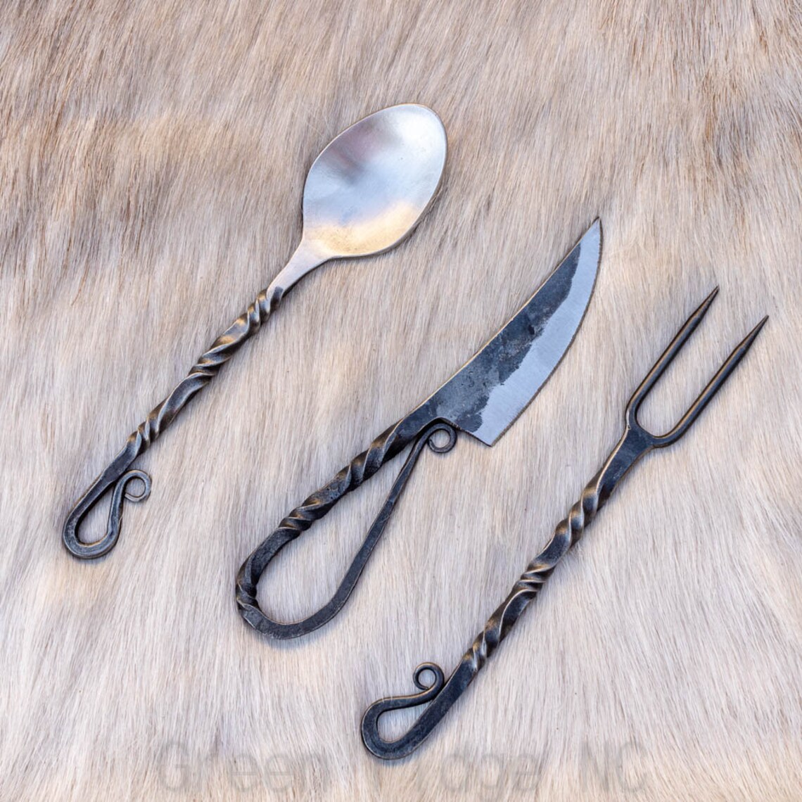 Hand Viking Cutlery With Double Twist Handle With Etsy