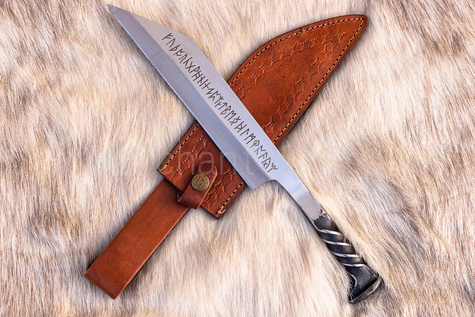 Seax knife with leather sheath from rail road steel Etsy