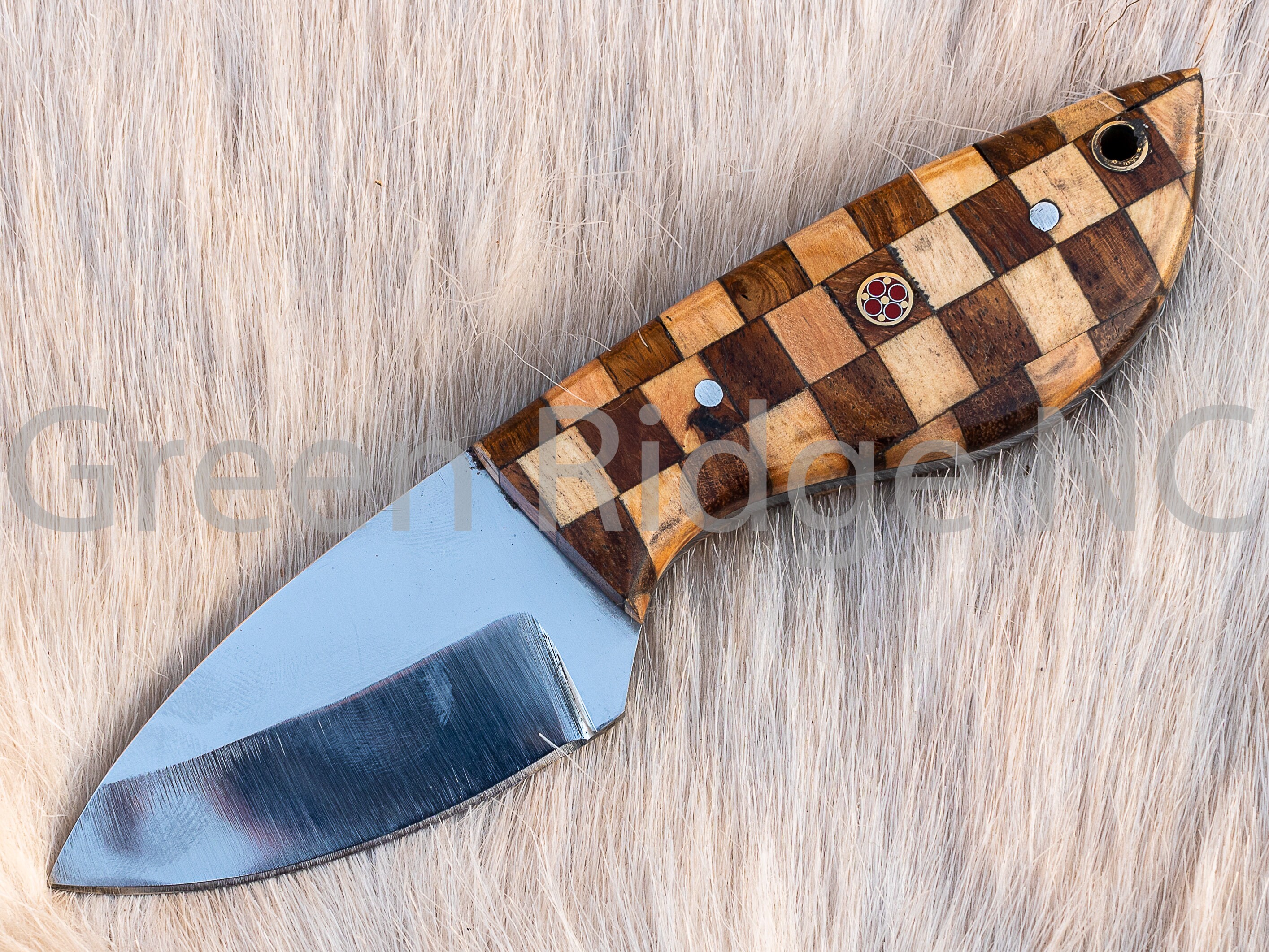 D2 Steel Neck knife Bushcraft Knife With beautiful Chess Etsy