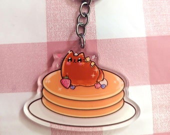 Cat Pancakes Charm, cat gifts, sweet gifts, pancake charm, food gifts, cute gifts, unique gifts, unusual gifts, keychain charms
