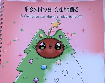Christmas Cat Colouring Book, colouring pages, colouring books, colouring sheets, colouring pages adult, colouring book adult, coloring book
