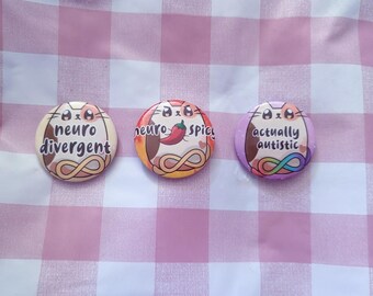 Actually Autistic, Neurospicy, Autism Awareness, Pin, Badge, Pride, ADHD Pin, Autistic Pin, Badge, Neurodiversity Pin, Neurodivergent Pin