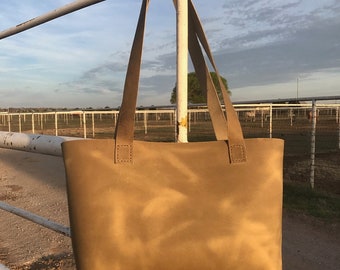 Blonde Genuine Cowhide Leather Tote
