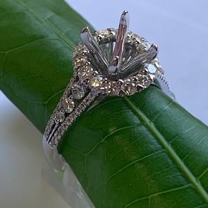 14k White Gold Semi- Mount Halo Diamond Engagement Ring