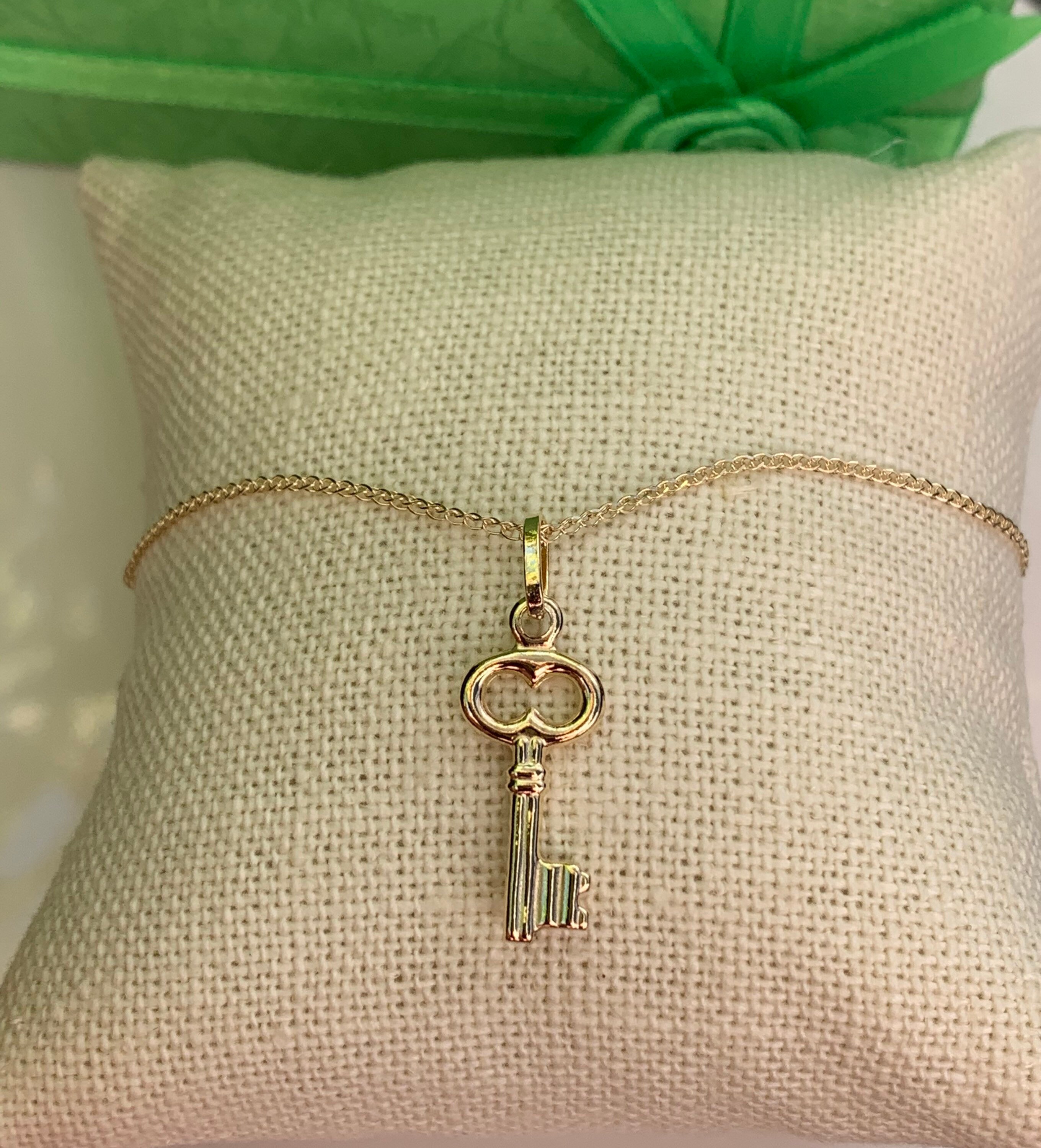 Key Pendant Necklace in 14k Yellow Gold . - Etsy