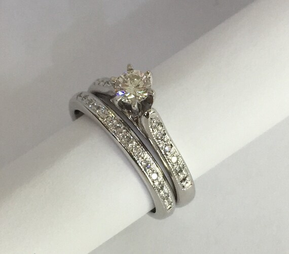Elegant and Classic 18k White Gold Diamond Bridal Set Etsy