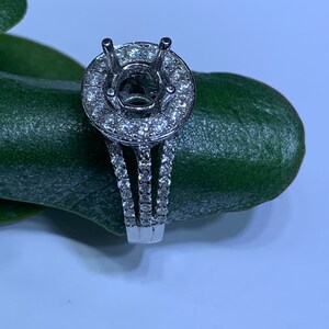 14k White Gold  Halo Diamond Semi-Mount Engagement Ring .