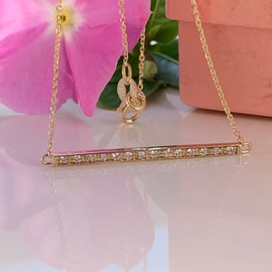 14k Yellow Gold Diamond Bar Necklace
