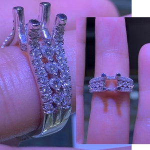 Anillo de compromiso semi-monte de diamantes de oro blanco de 14k