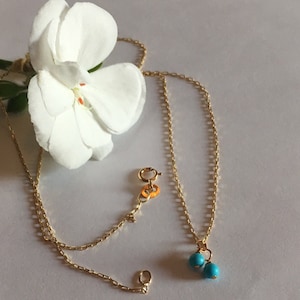 Collier turquoise Dainty en or jaune 14k