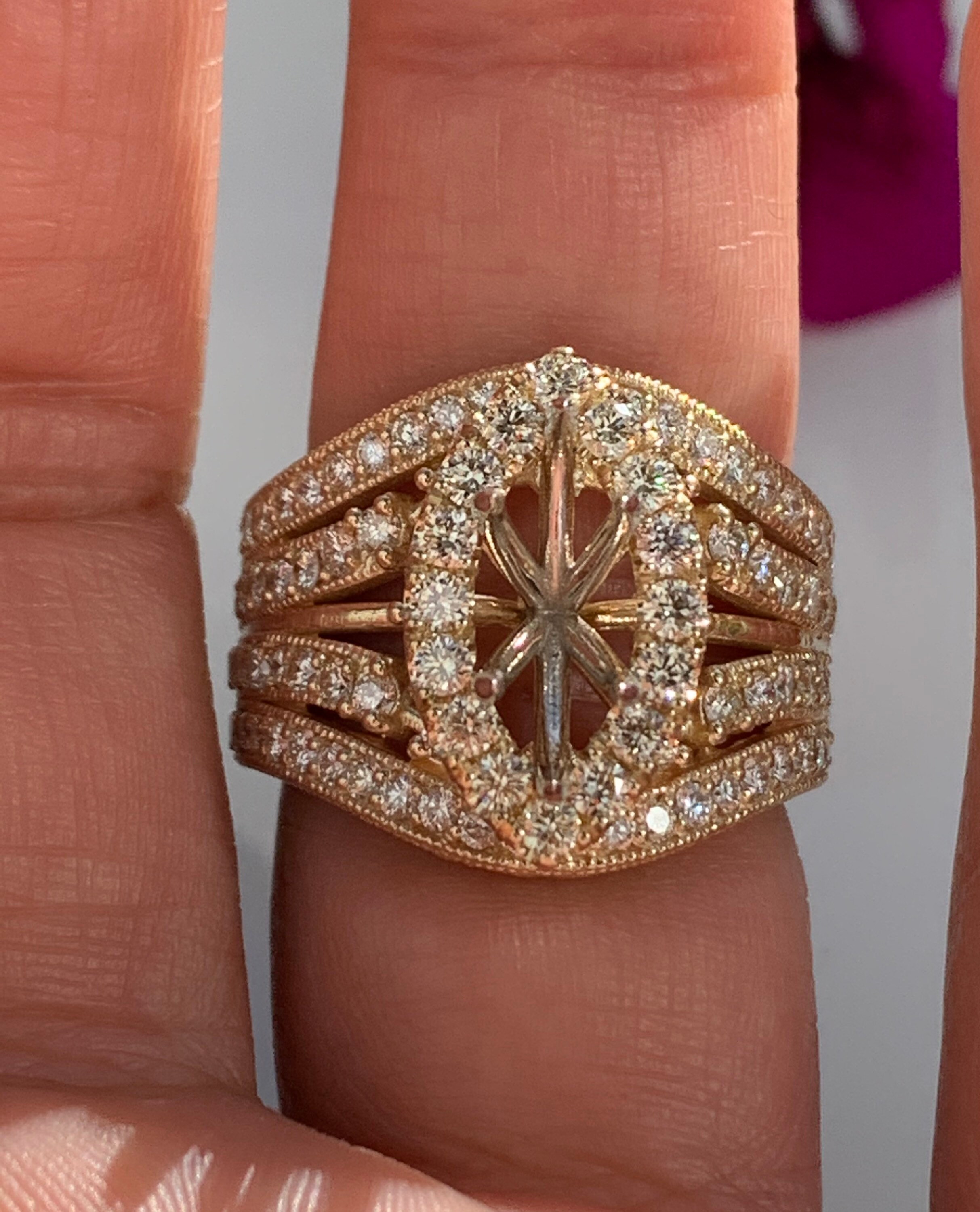 14k Yellow Gold Marquise Diamond SemiMount Engagement Ring. Etsy