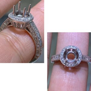 Halo Diamond Semi-Mount Engagement Ring in 14k white Gold.