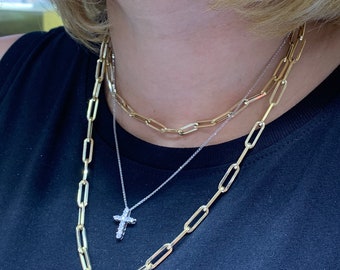 Paperclip Chain Necklace in 14k Yellow Gold