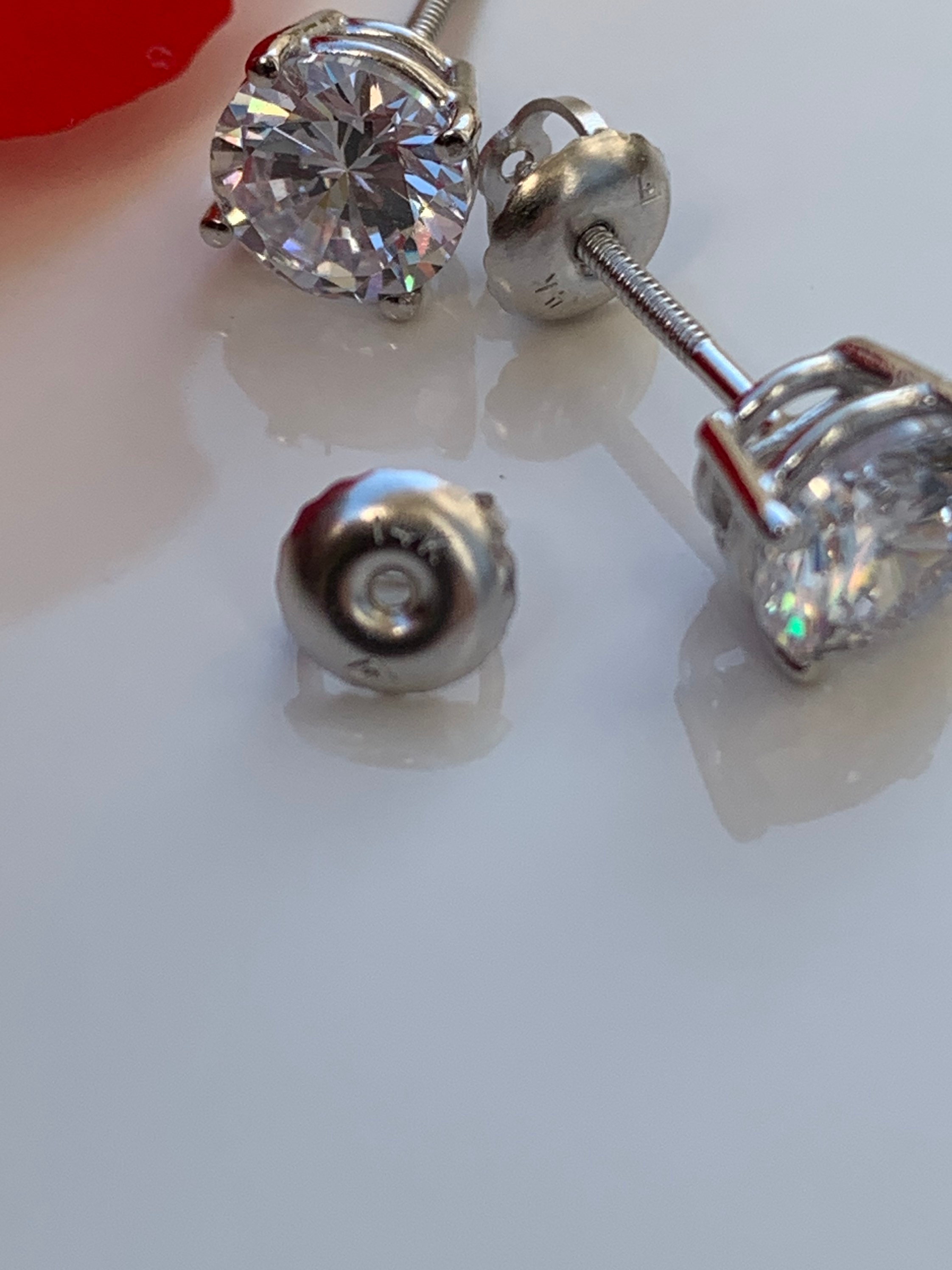 ホワイトゴールドメッキ キュービックジルコニア ポストスタッドピアスセット レディース ラウンドハート CZ ヘイロースタッド フェイクダイヤモンド スタッ K18 ホワイトゴールド キュービックジルコニア アメリカン ピアス（M