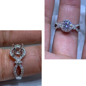 Anillo de compromiso de diamantes semimont montado de oro blanco de 14 k