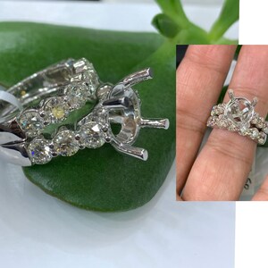 14k white gold Diamond Semi-Mount Engagement  wedding set