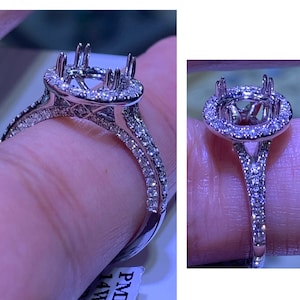 14k White Gold Halo Semi-Mount Diamond Engagement Ring
