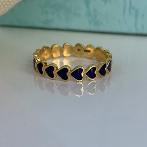 14k Geelgouden Blauwe Email ring